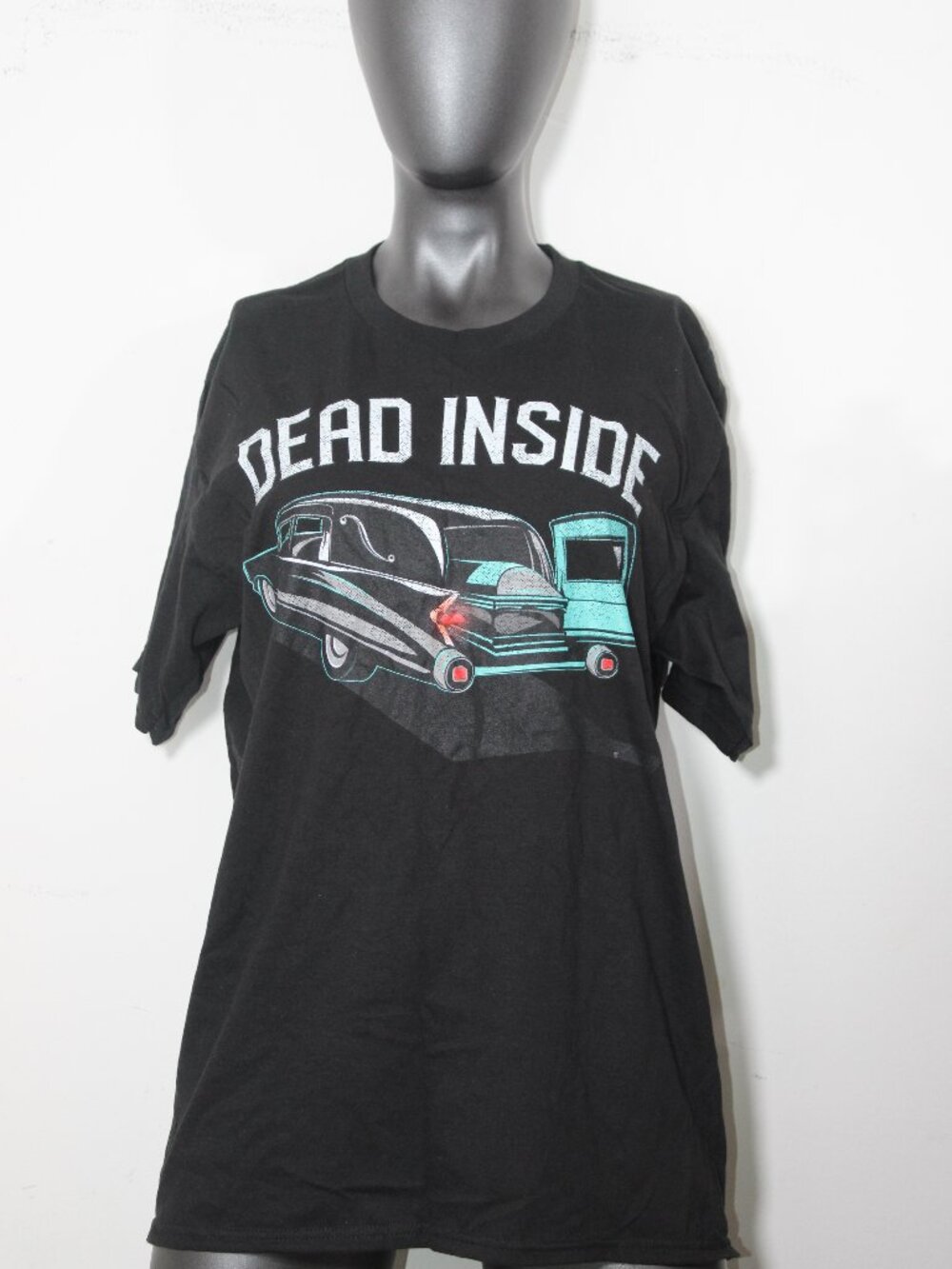 Black Craft Cult / TeePublic "Dead Inside" Gothic Hearse Graphic T-Shirt